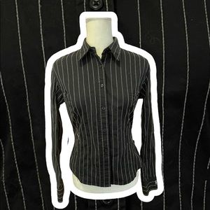 Triple5Soul distressed button down top. Black & white. Size large.